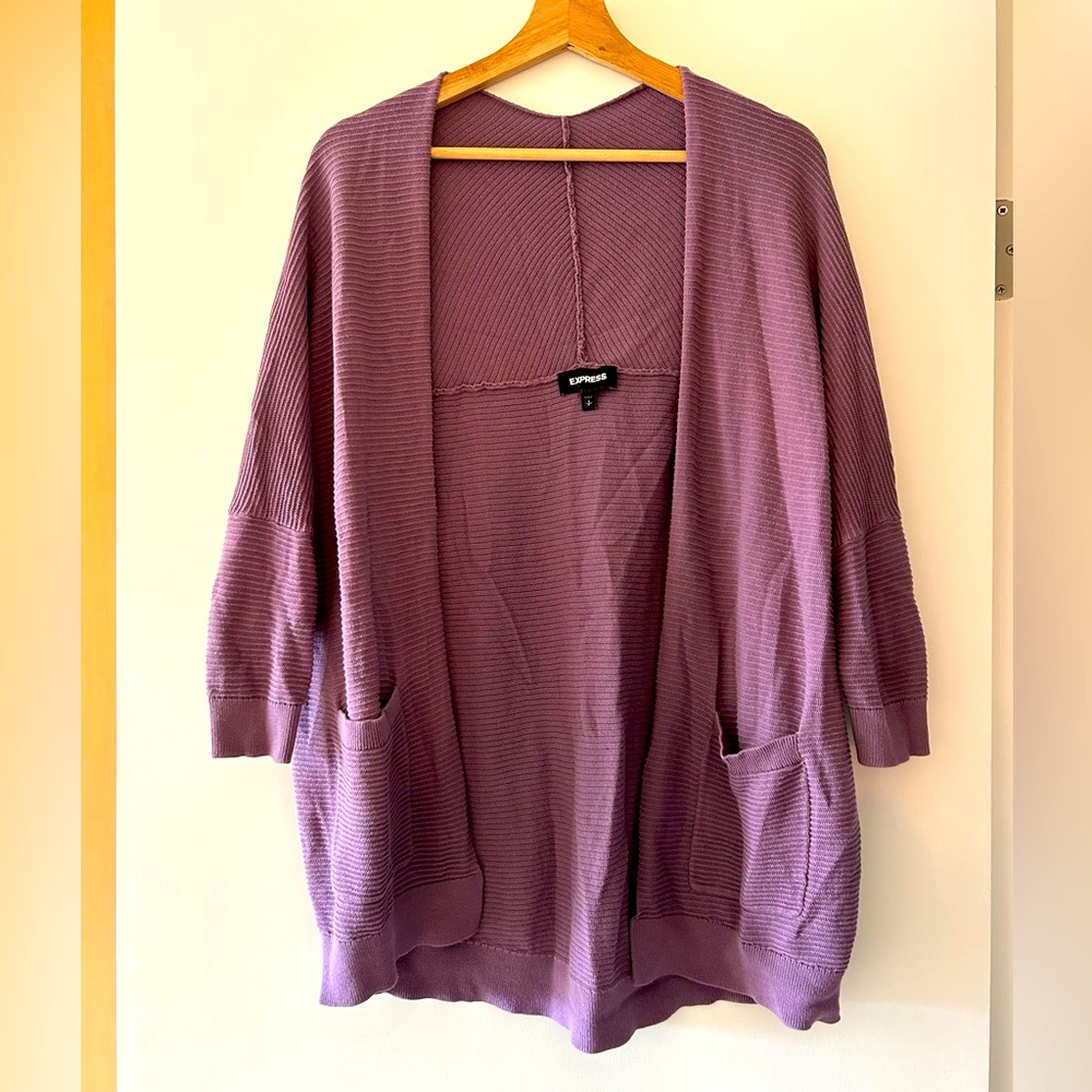 Express Cardigan Sweater Purple Dolman Sleeve